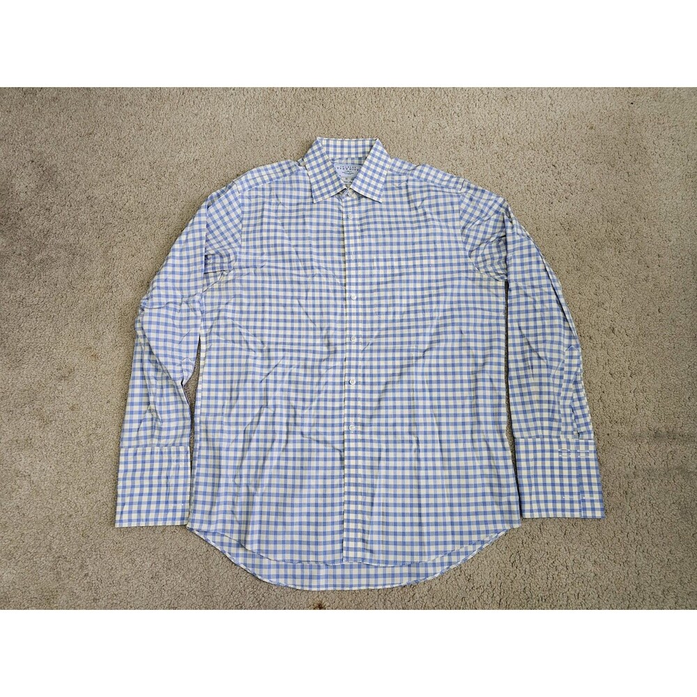 Charles Tyrwhitt Dress Shirt Mens 16.5 35 Blue‎ Yellow Plaid Check French Cuff